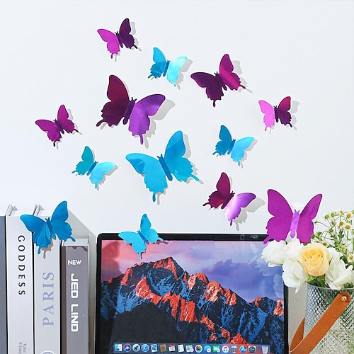 

adesivo da parete farfalla vuota 3d stereo specchio in pvc commercio di farfalle arrangiamento festival di nozze decorazione della casa