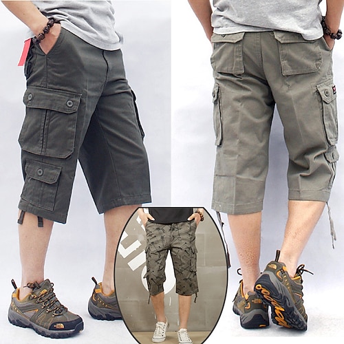 

Per uomo Pantaloncini modello cargo Pantaloni modello Capri Maglia da escursione Multi tasca Liscio Comfort Indossabile Informale Giornaliero Per eventi 100% cotone Di tendenza Grande e alto Verde