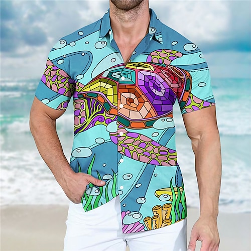 

Herren Hemd Hawaiihemd Sommerhemd Grafik-Drucke Schildkröte Umlegekragen Königsblau Blau Leicht Blau Outdoor Strasse Kurze Ärmel Bedruckt Bekleidung Modisch Strassenmode Designer Brautkleider schlicht