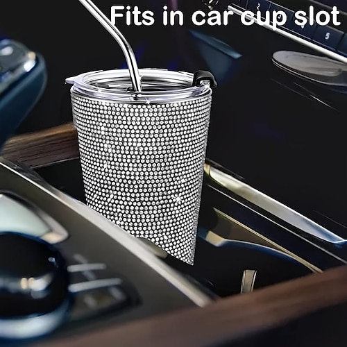 

starfre bling kunstig diamantkopp med sugerør i rustfritt stålflaske lekkasjesikker isolert kaffekopp for biltreningsstudio fitness reisekontorbruk