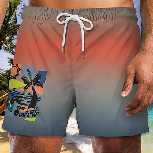 

Herre Surf shorts Badeshorts Snørelukning med mesh-for Elastisk Talje Kokos palme Grafiske tryk Hurtigtørrende Korte Afslappet Daglig Ferie Hawaiiansk Boheme Sort Blå Mikroelastisk