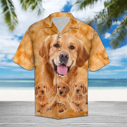 

Homens Camisa Social Camisa havaiana Animal Cachorro Estampas Abstratas colar cubano Amarelo Azul Marron Cáqui Ao ar livre Casual Manga Curta Imprimir Roupa Esportes Moda Roupa de rua Designer