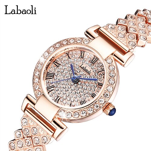 

labaoli kvinne kvarts klokke luksus uformell rhinestone analog armbåndsur vanntett rustfritt stål reim kvinnelig gave klokke