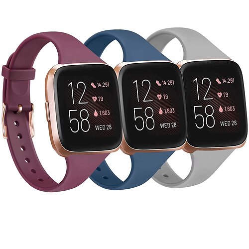 

3 pacotes Pulseira de Smartwatch Compatível com Fitbit Versa 2 / Versa Lite / Versa SE / Versa Silicone macio Relógio inteligente Alça Ajustável Mulheres Homens Pulseira Esportiva Substituição