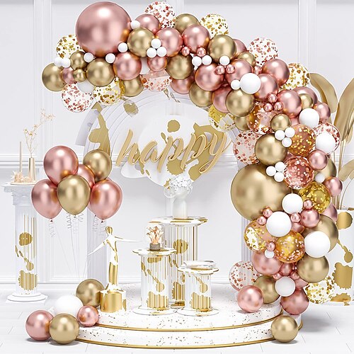 

119pcs Metal Rose Gold Balloon Chain Wedding Decoration Birthday Party Theme Party Decoration Balloon