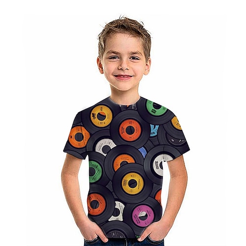 

Børn Drenge T-shirt T-shirt Grafisk Kortærmet Crewneck Børne Top udendørs 3D-udskrivning Sport Mode Daglig Sommer Sort 2-13 år