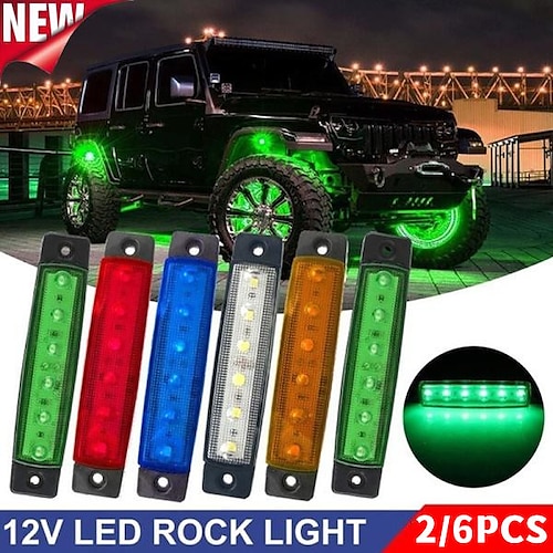 

otolampara 2 / 6pcs 12v verde vaina luces led a prueba de agua underglow luces led rojas bajo luces brillantes luces de decoración del coche ámbar led luz de advertencia 5 colores selectivos