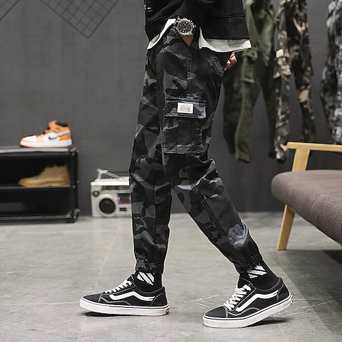 Mens elastic waist camo on sale pants