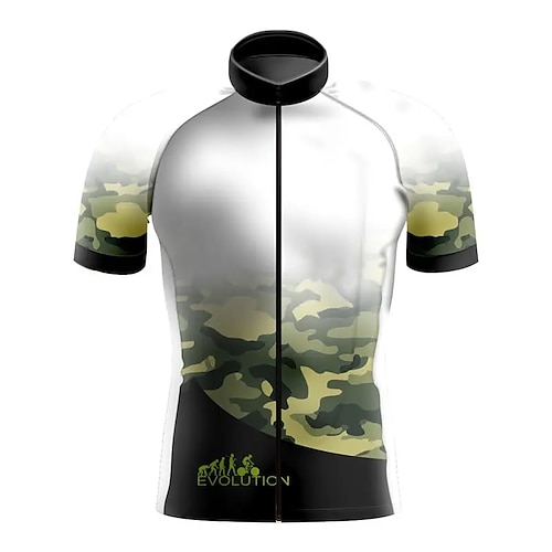 

21Grams Herre Cykeltrøje Kortærmet Cykel Toppe med 3 baglommer Bjerg Cykling Vej Cykling Åndbart Svedtransporende Hurtigtørrende Refleksbånd Grøn camouflage Polyester Sport Tøj