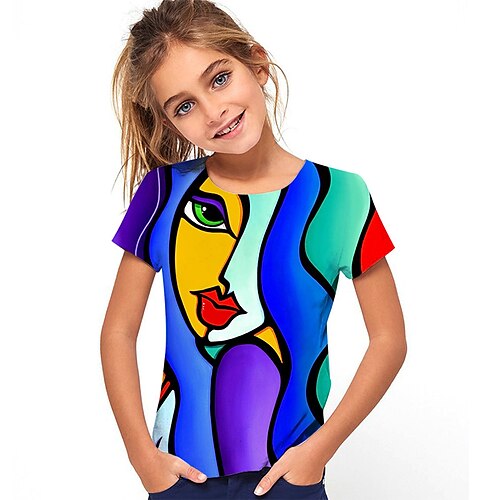 

Bambino Da ragazza maglietta Pop art Esterno Stampa 3D Manica corta Girocollo Attivo 7-13 anni Estate Viola