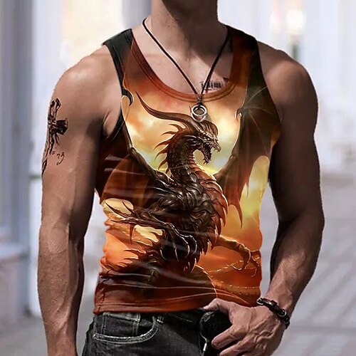 

Per uomo Panciotto Maglietta senza maniche da uomo Pop art Animali Drago Girocollo Abbigliamento Stampa 3D Giornaliero Sport Senza maniche Stampa Di tendenza Originale Muscolo