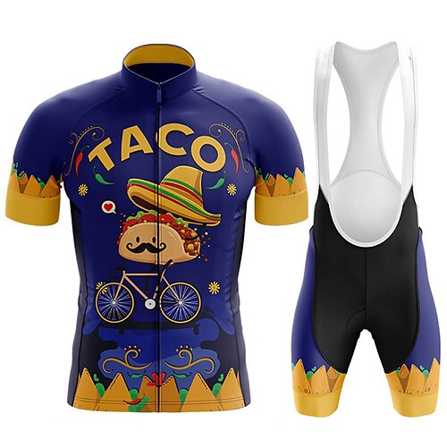 

21Grams Per uomo Maglia con salopette corta da ciclismo Manica corta Ciclismo da montagna Cicismo su strada Blu Reale Pop art Bicicletta Traspirazione umidità Asciugatura rapida Elastene Gli sport