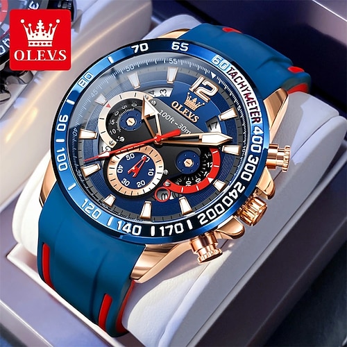 

OLEVS Masculino Relógios de Quartzo Exterior Esportivo Moda Relógio de Pulso Luminoso Calendário Cronógrafo IMPERMEÁVEL Pulseira de Silicone Assista