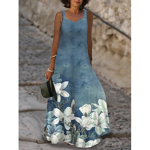 

Per donna Abito lungo Abito lungo Abito casual Abito linea A Abito estivo Floreale Motivo cashemire Tribale Retrò Vintage Giornaliero Appuntamento Per uscire Stampa Senza maniche Con bretelline