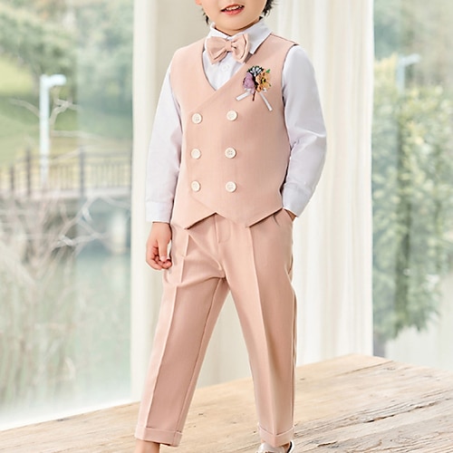 

5 radici Bambino Da ragazzo Camicia e pantaloni Vestito Tinta unica Manica lunga Impostare Informale Di tendenza Fantastico Estate Primavera 3-7 anni Rosa Cachi
