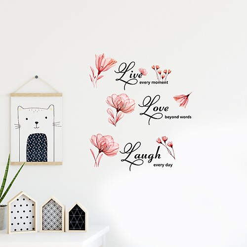 

Red lilies Family Proverbs Removable Decorative Wall Stickers Decoration Living Room Bedroom Children's Room Study Background Wall Stickers