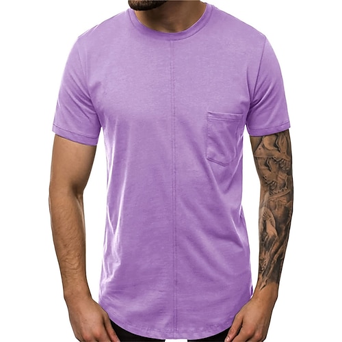 

Per uomo maglietta T-shirt Liscio Girocollo Strada Da mare Maniche corte Tasca frontale Abbigliamento Di tendenza Originale Essenziale