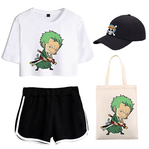 

One Piece Roronoa Zoro Japonesa/Curta Calção Boné de Baseball Imprimir Arte Gráfica Bolsa Calções Chapéu Para Mulheres Adulto Hot Stamping 100% Poliéster Casual / Diário