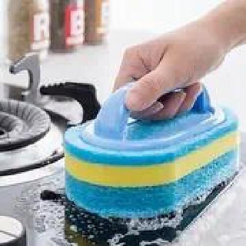 

1 Stück Badewannenschrubber-Schwammbürste mit Griff – weicher magischer Schwamm-Radierer für Fliesen, Küche, Poolamp; Geschirrspülen reinigen!