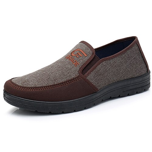 

Homens Mocassins e Slip-Ons Sapatos Confortáveis Casual Ao ar livre Diário Lona Respirável Cor de café Cinzento Bloco de cor Verão Primavera