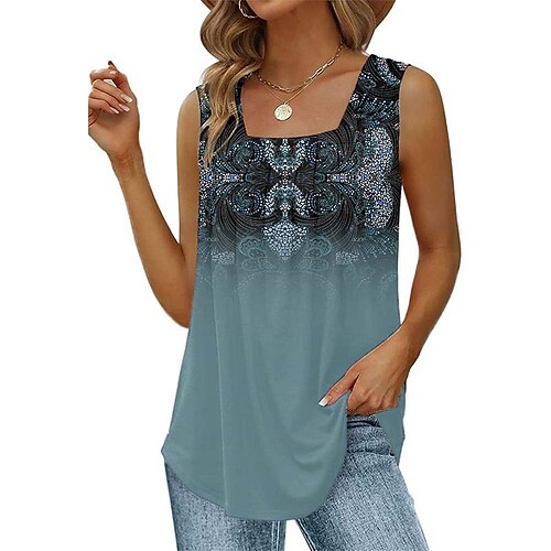 

Damen Tank Top Rosa Blau Purpur Graphic Bedruckt Ärmellos Casual Basic Quadratischer Ausschnitt Standard S