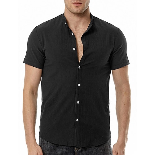 

Per uomo camicia di lino Camicia Camicia estiva Camicia da spiaggia Nero Bianco Cachi Manica corta Liscio Colletto alla coreana Primavera estate Hawaiano Per eventi Abbigliamento Di base
