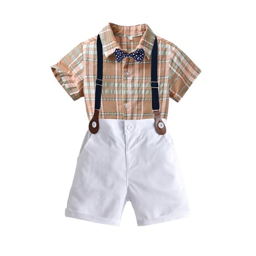 

2 pezzi Bambino (1-4 anni) Da ragazzo T-shirt e pantaloncini Vestito A quadri Manica corta Impostare Scuola Giornaliero Essenziale Estate 3-7 anni Multicolore