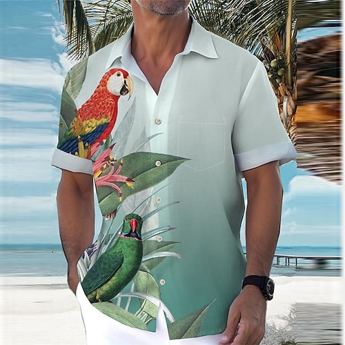 

Hombre Camisa camisa hawaiana Floral Estampados Loro tortugas Cuello Vuelto Negro / Marrón Azul Piscina Verde Trébol Negro Blanco Azul azul Exterior Calle Mangas cortas Estampado Ropa Moda Ropa