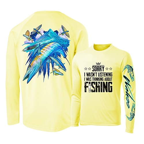 

Men's Fishing Shirt Outdoor Long Sleeve UPF50 UV Protection Breathable Quick Dry Lightweight Top Summer Spring Outdoor Fishing White Yellow Blue