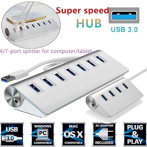 

Adattatore hub splitter USB 4/7 porte in lega di alluminio ad alta velocità da 5 gbps con cavo per PC portatile