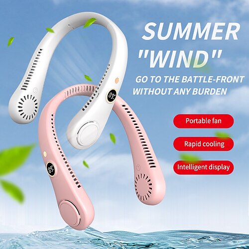 

Portable 1500mAh Hanging Neck Fan Foldable Summer Air Cooling USB Rechargeable Bladeless Mute Neckband Fans Outdoor