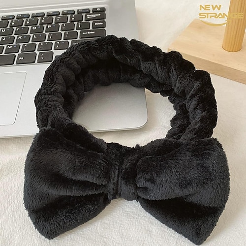 

Makeup Headband,Cute Hair Band For Washing Face,Spa,Skincare,Birght Color High Elasticity Bowknot Coral Fleece Bow Head Wrap Hair Accessories For Daily Wear