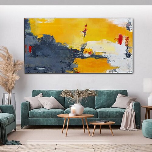 

Hand Oil Painting Canvas Wall Art Decoration Abstract Knife Painting Landscape Yellow Home Decoration Frameless Painting