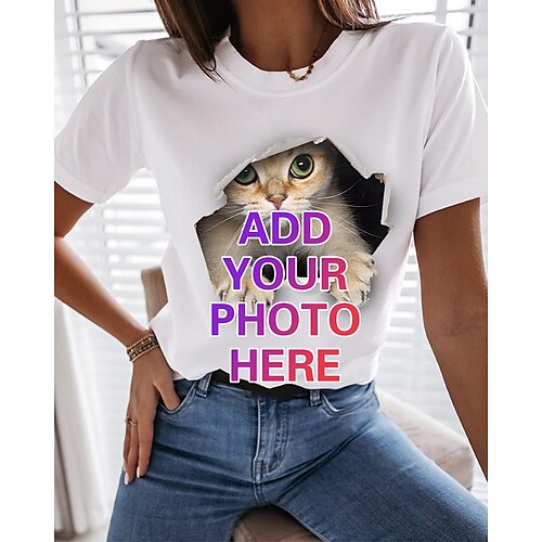 

Dame T-shirt Brugerdefineret print Blomstret Hjerte Trykt mønster Kortærmet Afslappet Ferie Basale Rund hals Normal Blomster Tema Maleri S