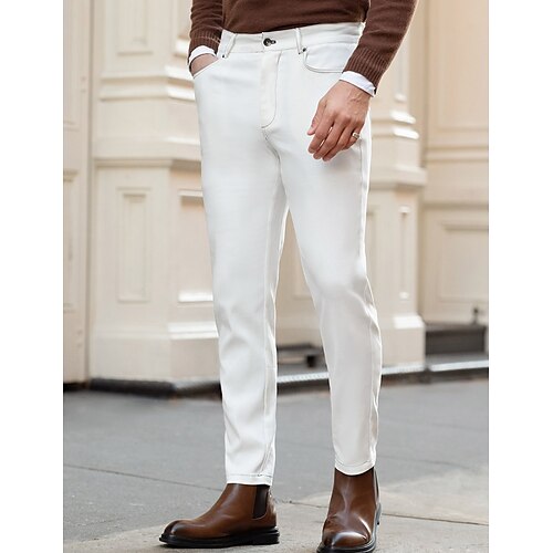 

Per uomo Pantaloni Chino Pantaloni chino Tasche Liscio Comfort Traspirante Attività commerciale Giornaliero Misto cotone Informale Bianco