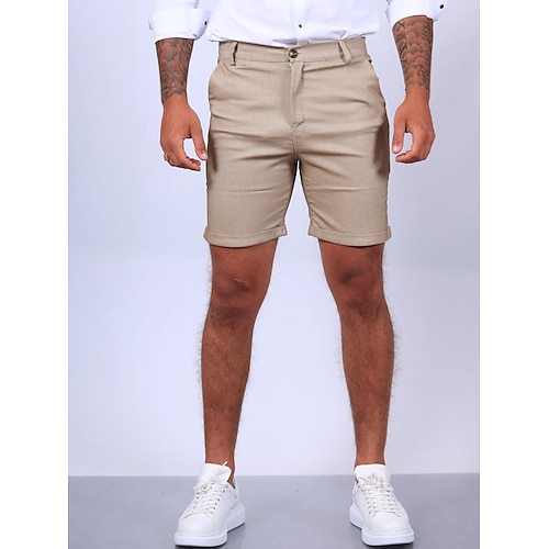 

Herren Shorts Kurze Hosen Chino Bermuda Shorts Bermudas Tasche Glatt Komfort Atmungsaktiv Geschäft Täglich Baumwollmischung Modisch Brautkleider schlicht Khaki Dunkelblau