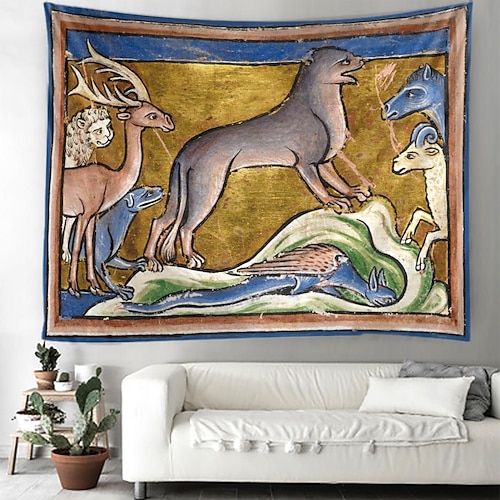 

animale medievale appeso arazzo da parete arte murale arredamento fotografia sfondo coperta tenda casa camera da letto soggiorno decorazione