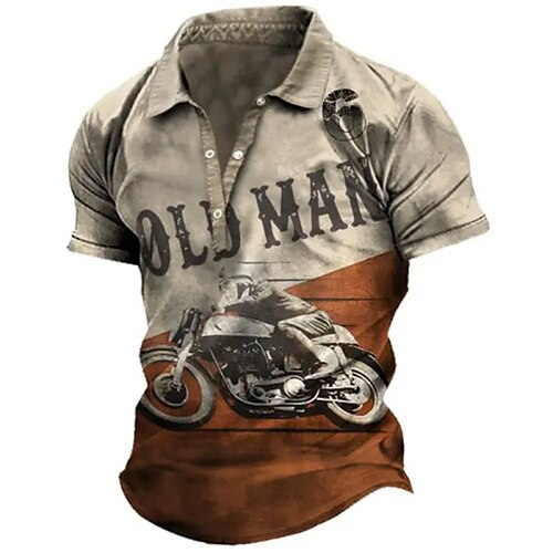 

Herre Button Up Poloer Revers polo POLO Trøje Golftrøje Bogstaver Grafiske tryk Årgang Motorcykel Aftæpning Kakifarvet udendørs Gade Kort Ærme Trykt mønster Tøj Sport Mode Gade Designer