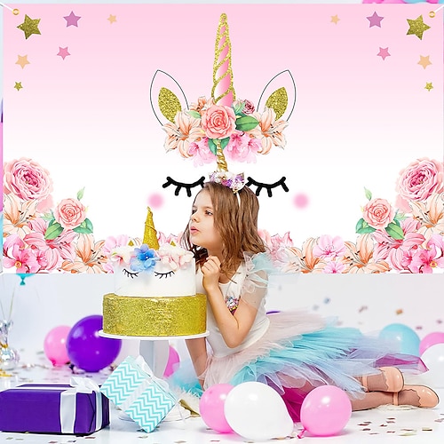 

1 pc licorne fête d'anniversaire thème fond tissu vacances atmosphère décoration et décoration fond