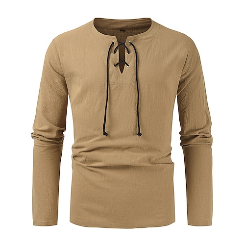 

Men's Shirt Casual Shirt Dark Brown Pink Light Brown Long Sleeve Plain Turndown Street Vacation Button-Down Clothing Apparel Fashion Leisure