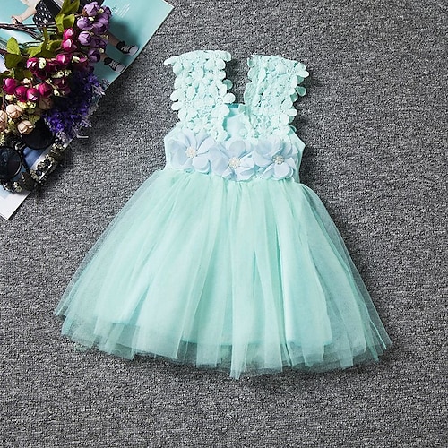 

Bambino (1-4 anni) Da ragazza Vestito Tinta unica Abito linea A Sopra il ginocchio Vestito Scuola Senza spalline Manica corta Attivo Vestito 7-13 anni Estate Bianco Verde
