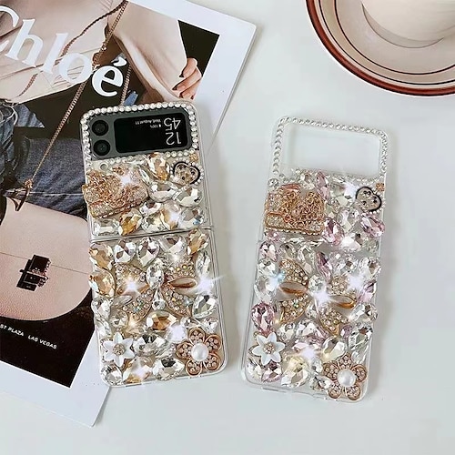 

téléphone Coque Pour Samsung Galaxy Coque Arriere Z Flip 4 Clapet bling Strass Cristal Diamant PC