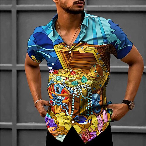 

Herren Hemd Hawaiihemd Sommerhemd Grafik-Drucke Anker Unterwasserwelt Umlegekragen Blau Grün Outdoor Strasse Kurze Ärmel Bedruckt Bekleidung Modisch Strassenmode Designer Brautkleider schlicht