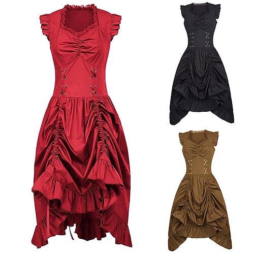 

Chica gótica Retro Antiguo Punk y gótico Medieval Renacimiento Vestidos Mujer Ostentoso Disfraz Cosecha Cosplay Casual Diario Vestido Mascarada