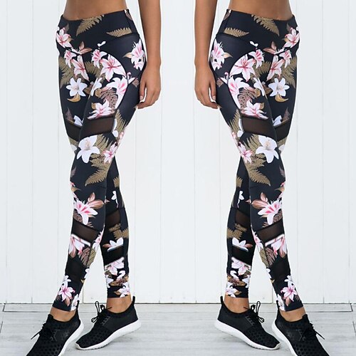 

Per donna Leggings per lo yoga Retato Collage Fasciante in vita Sollevamento dei glutei Vita alta Yoga Fitness Allenamento in palestra Pantaloni Floreale Nero Retato Elastene Gli sport Abbigliamento