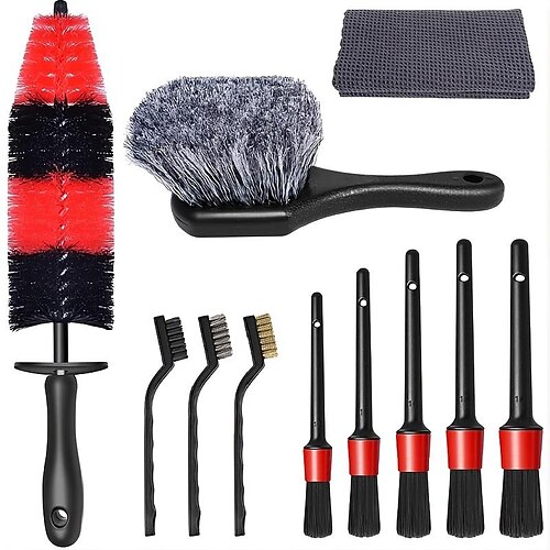 

Kit d'esthétique automobile 11 pièces : roue souple ampli; des brosses à pneus pour un nettoyage impeccable!