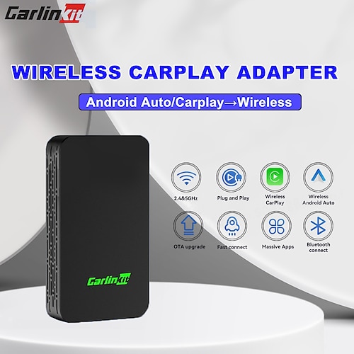 

carlinkit 5.0 carplay android auto беспроводной адаптер портативный ключ для автомобильного радиоприемника oem с проводным carplay / android auto 2023 новейший cpc200-2air доступен для телефонов и