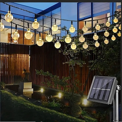 

LED Solar String Lights Outdoor 5-30M Crystal Globe Lights with 8 Lighting Modes Wedding Decor Waterproof Solar Powered Patio Lights for Garden Yard Porch Wedding Party Decor Warm White Blue White RGB
