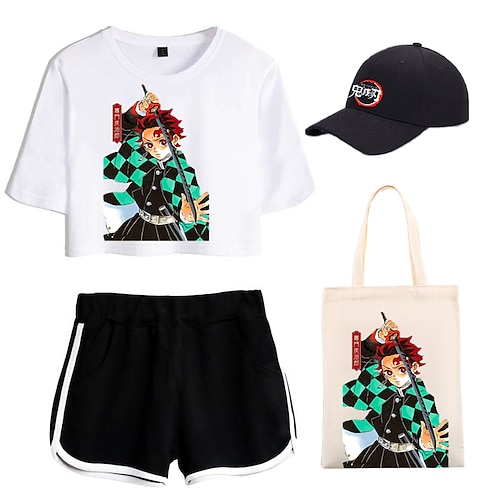 

Demon Slayer: Kimetsu no Yaiba Kamado Tanjiro Maglietta Pantaloncini Cappellino da baseball Stampa Grafica Borsa Pantaloncini Cappelli Per Per donna Per adulto Stampa a caldo 100% poliestere Casual