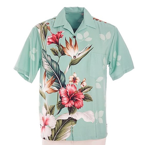 

Hombre Camisa camisa hawaiana Floral Estampados Cuello Vuelto Albaricoque Negro Verde Trébol Casual Hawaiano Mangas cortas Estampado Ropa Tropical Hawaiano Design Casual